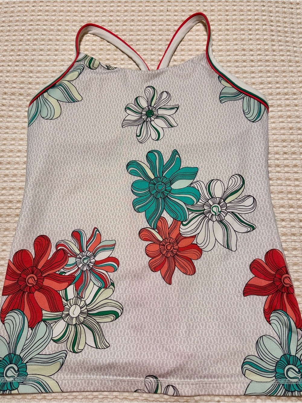 lululemon athletica Floral Strappy Tank - Red, Teal, White
